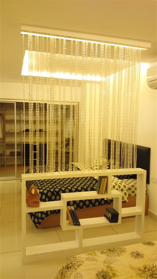 beaded curtai, bead screen, customized interiors, room divider